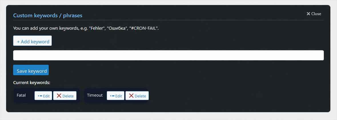 Custom keywords manager in Log Viewer PRO